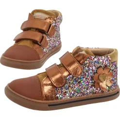 Acebos ~ MidCut Klettschuh Leder Glitter ~ Taupe