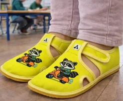Antal ~ Rascal Hausschuh Slipper Textil ~ Waschbär Gelb