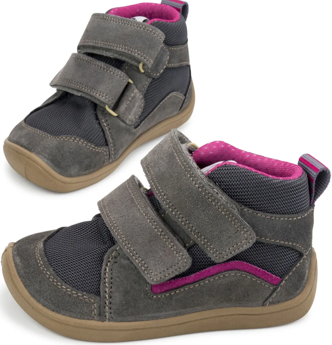 bar3foot Elf ~ Utah MidCut + Tex ~ Grau/Pink
