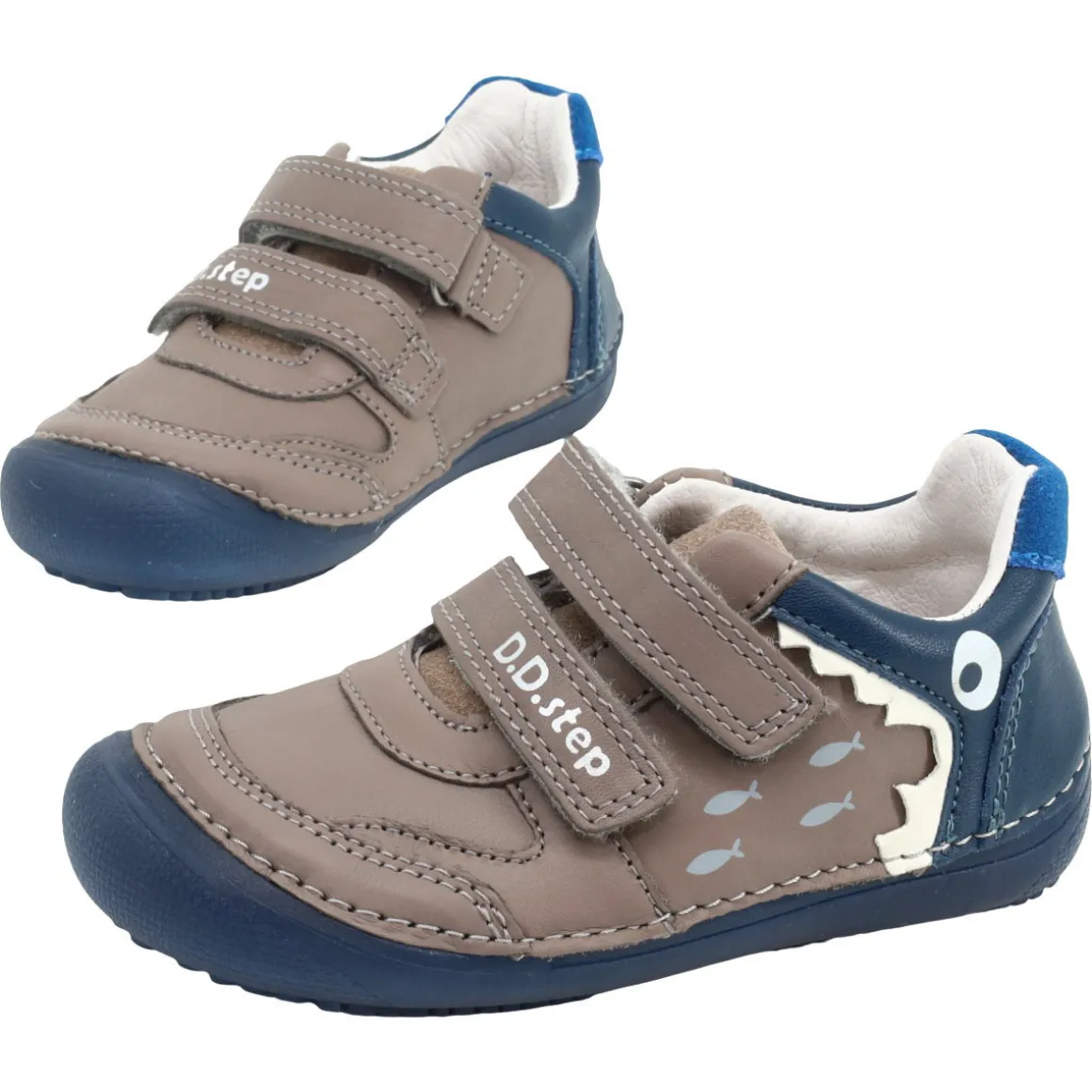 DD Step ~ Leder MidCut Klettschuh Glow in the Dark ~ Shark