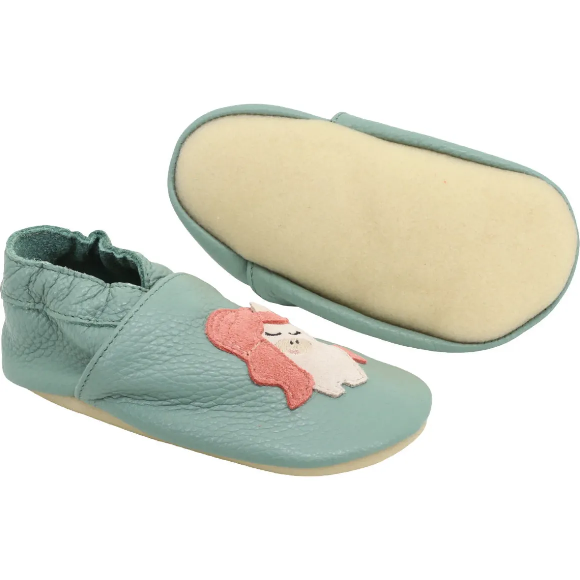 Funky Monkey ~ Leder Hausschuh ~ Einhorn Salbei