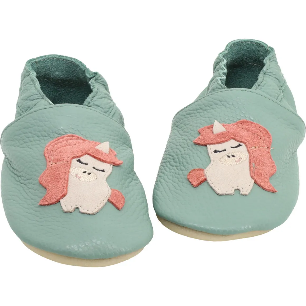 Funky Monkey ~ Leder Hausschuh ~ Einhorn Salbei