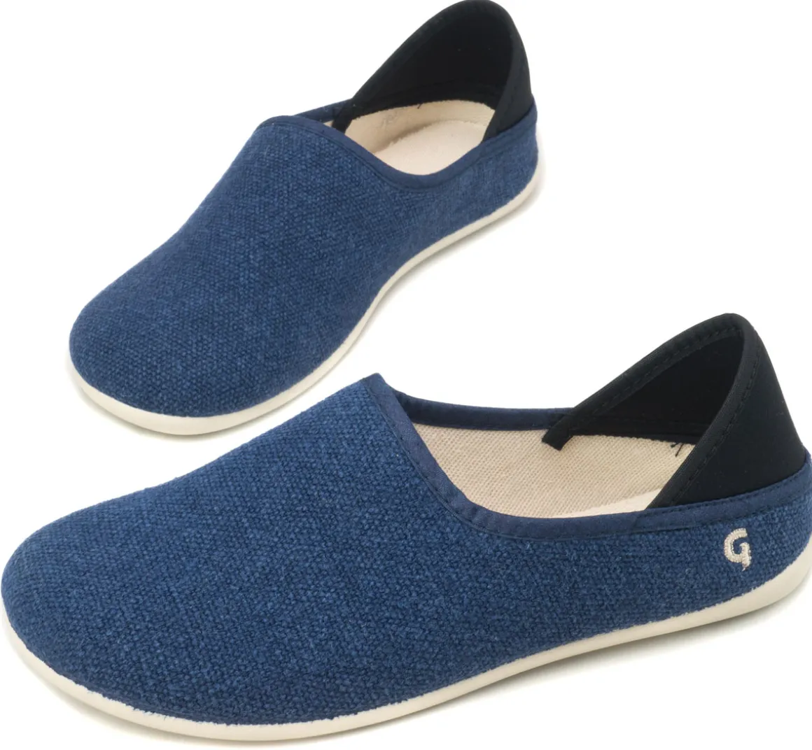 Gottstein ~ Leinen Slipper Slip-On Vegan ~ blau meliert