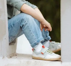 Groundies Kids ~ Lou 2.0 LowCut Sneaker GK3 ~ Sage Green/Red