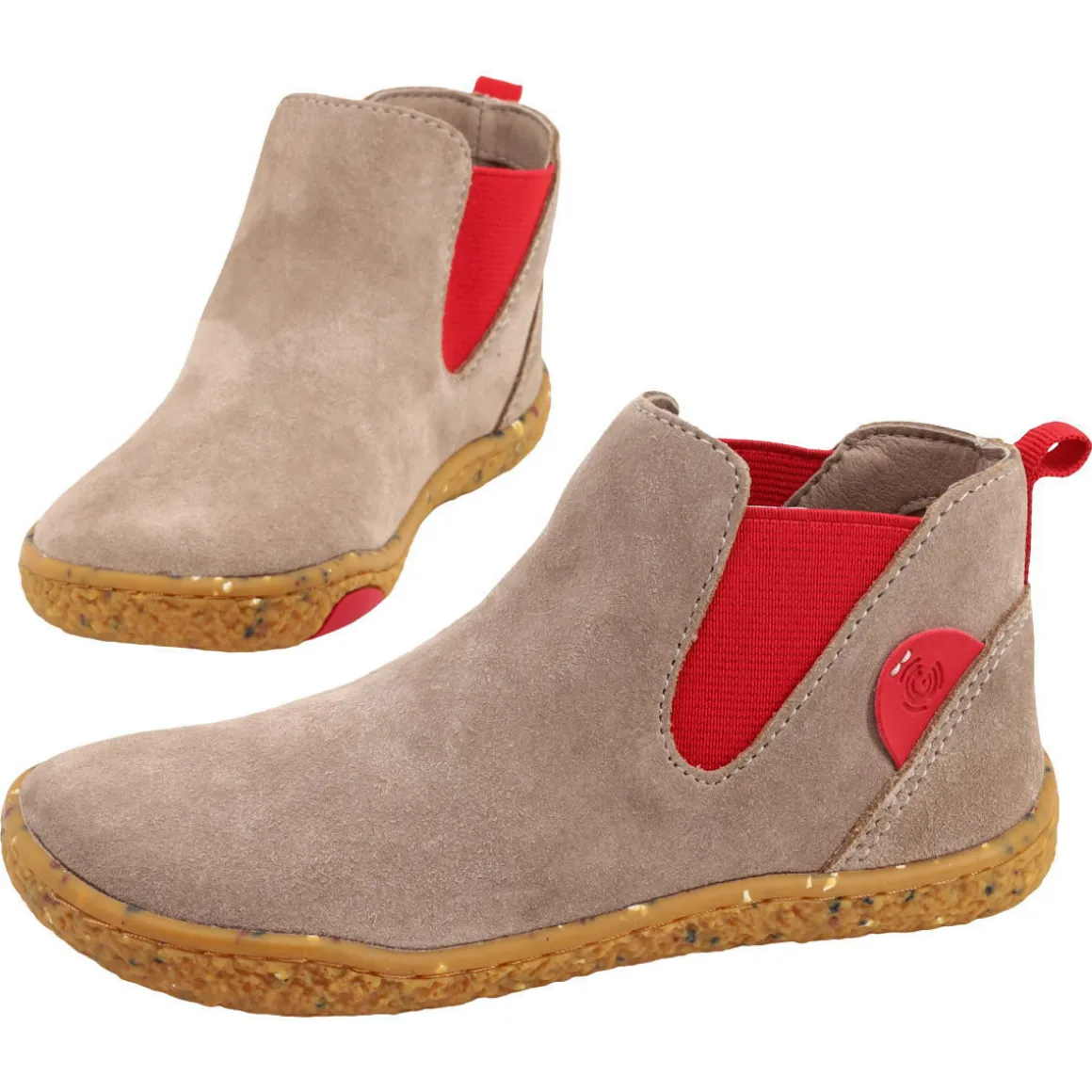 Groundies Kids ~ Lund Chelsea Boot GK3 ~ Taupe/Red