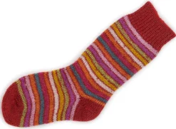 Hirsch Natur Kids ~ Vollplüsch-Socke ~ Ringel Mohnmeliert