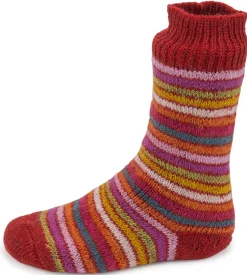 Hirsch Natur Kids ~ Vollplüsch-Socke ~ Ringel Mohnmeliert