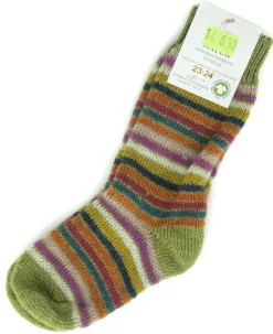 Hirsch Natur Kids ~ Vollplüsch-Socke ~ Ringel Maigrün