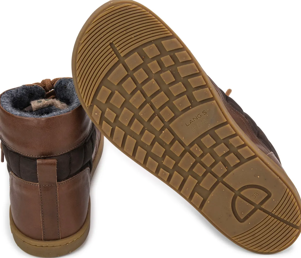 LANG.S ~ Granite MidCut Leder + Wollfleece ~ Brown