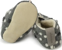OmaKing ~ Kinder Hausschuh Wolle ~ Grey with Dots