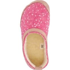 OmaKing ~ Poksa Kinder Hausschuh Wollfilz ~ Pink with Dots