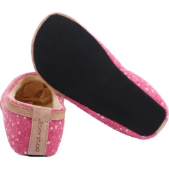 OmaKing ~ Poksa Kinder Hausschuh Wollfilz ~ Pink with Dots