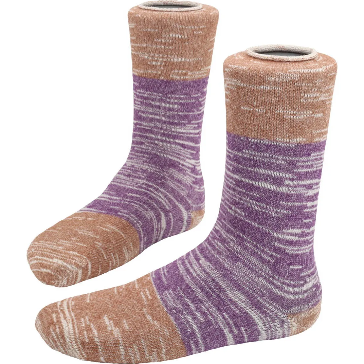 Sokkinn ~ Bio Socke Wool Blockstripe Melange ~ Wood