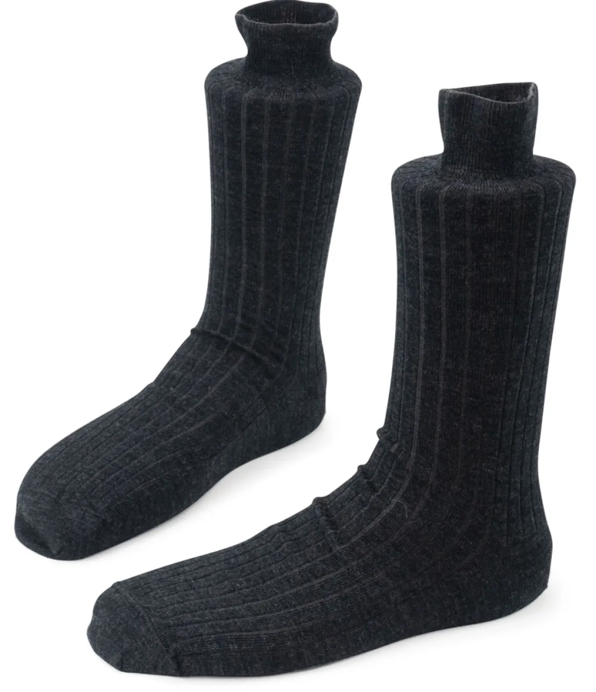 Steven ~ Merinowolle Socken 3er Set ~ Graphite Melange gerippt