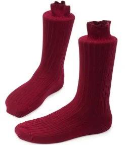 Steven ~ Merinowolle Socken 3er Set ~ Burgundy gerippt