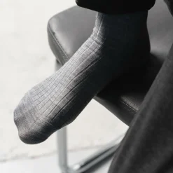 Steven ~ Merinowolle Socken 3er Set ~ Light Grey Melange gerippt