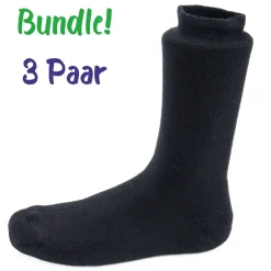 Steven ~ Merinowolle Socken Frottee 3er Set ~ Black