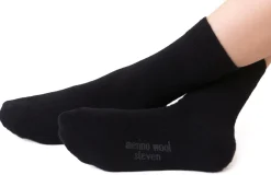 Steven ~ Merinowolle Socken Frottee 3er Set ~ Black