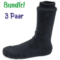 Steven ~ Merinowolle Socken Frottee 3er Set ~ Graphite Melange